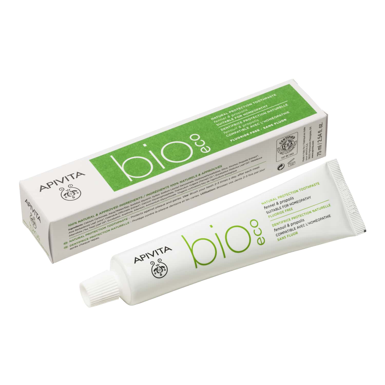 APIVITA - NATURAL DENTAL CARE Bio-Eco Οδοντόκρεμα με Μάραθο & Πρόπολη - 75ml